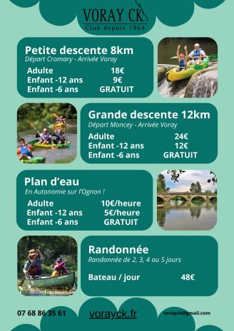 Profitez de la Rivière Ognon à la base nautique Voray CK !